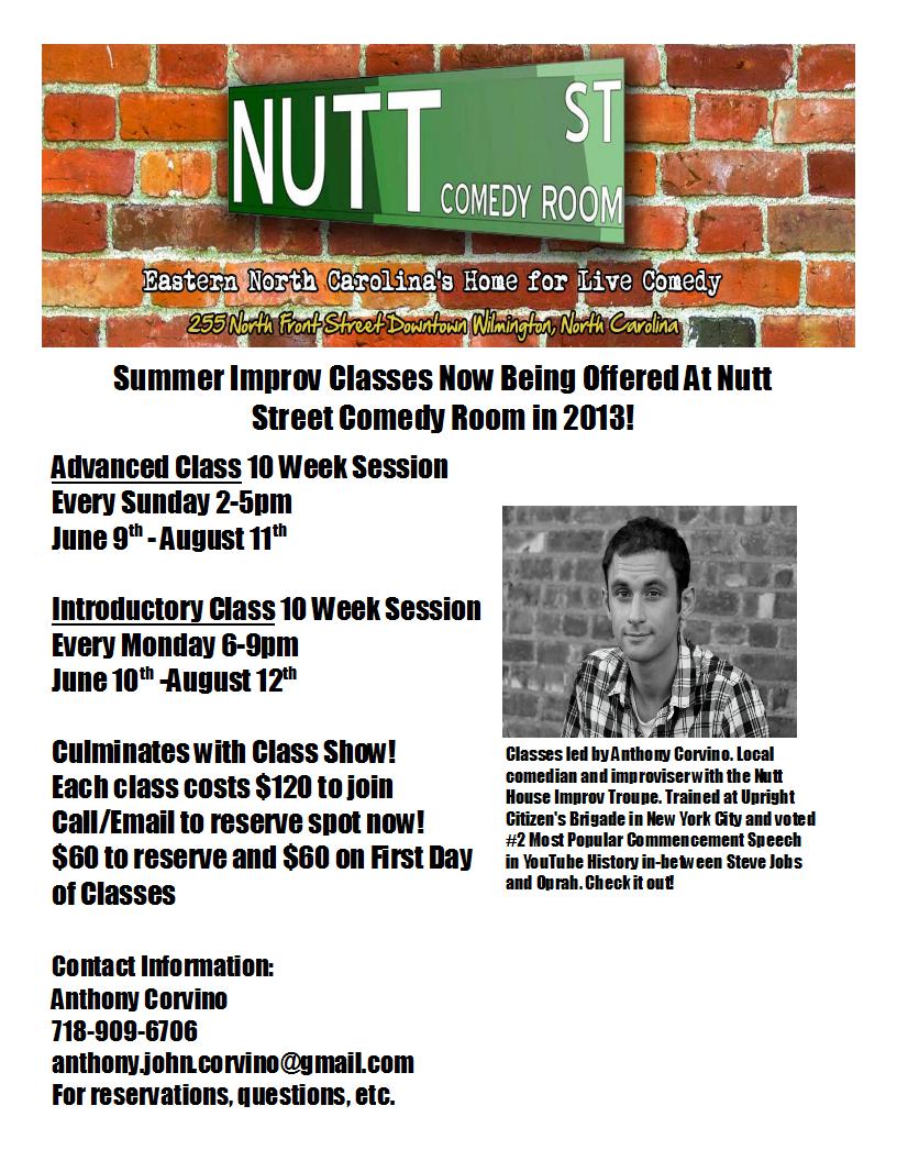 class flyer for Improv Class